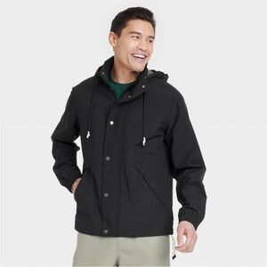 Men's Black Hooded Raincoat